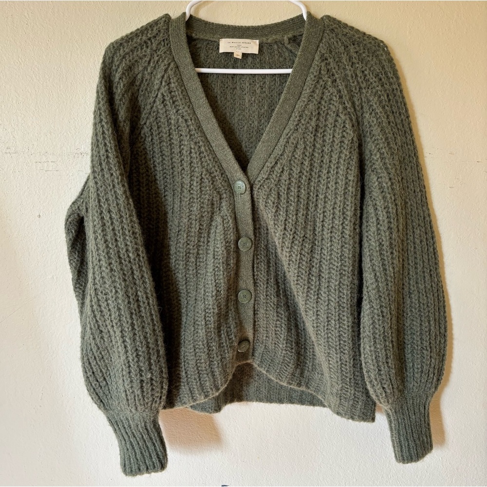 sézane basile cardigan in khaki